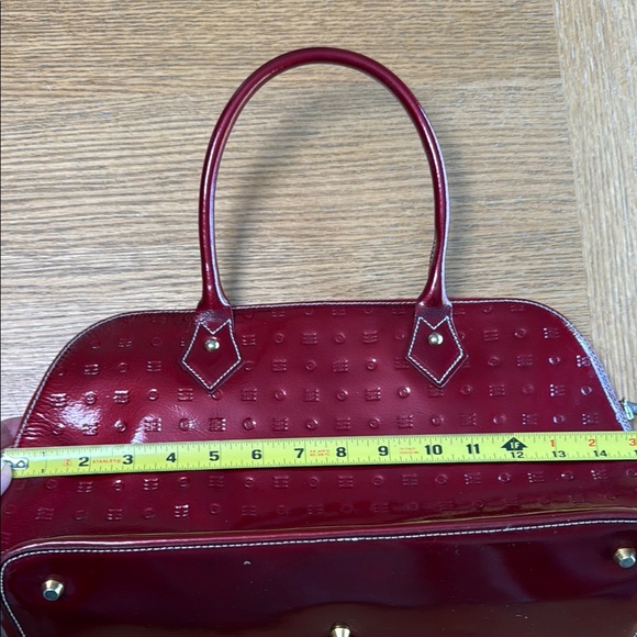 Arcadia Red Patent Leather Satchel with Glossy Finish - Picture 10 of 16